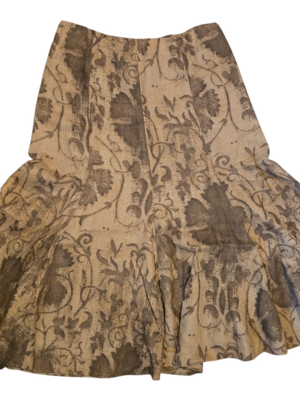 Lauren Ralph Lauren 100% Linen Floral Damask Flared Midi Skirt - Size 6